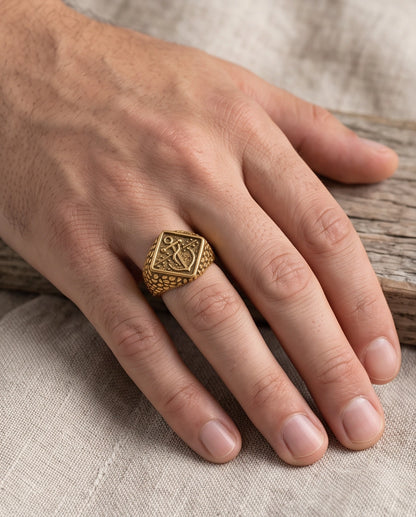 Maritime Anchor Rhombus Signet Ring