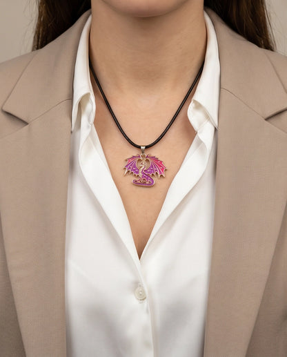 Celestial Magenta Dragon Pendant Necklace