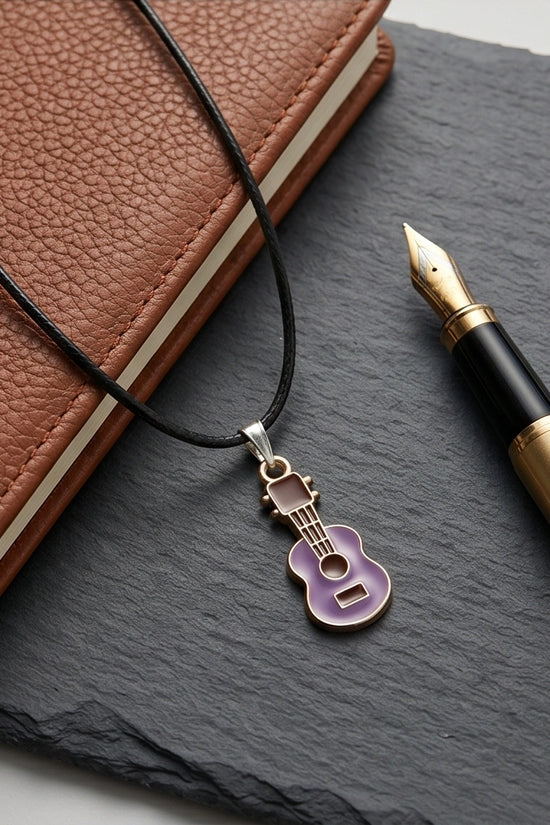Gold and Purple Acoustic Guitar Necklace