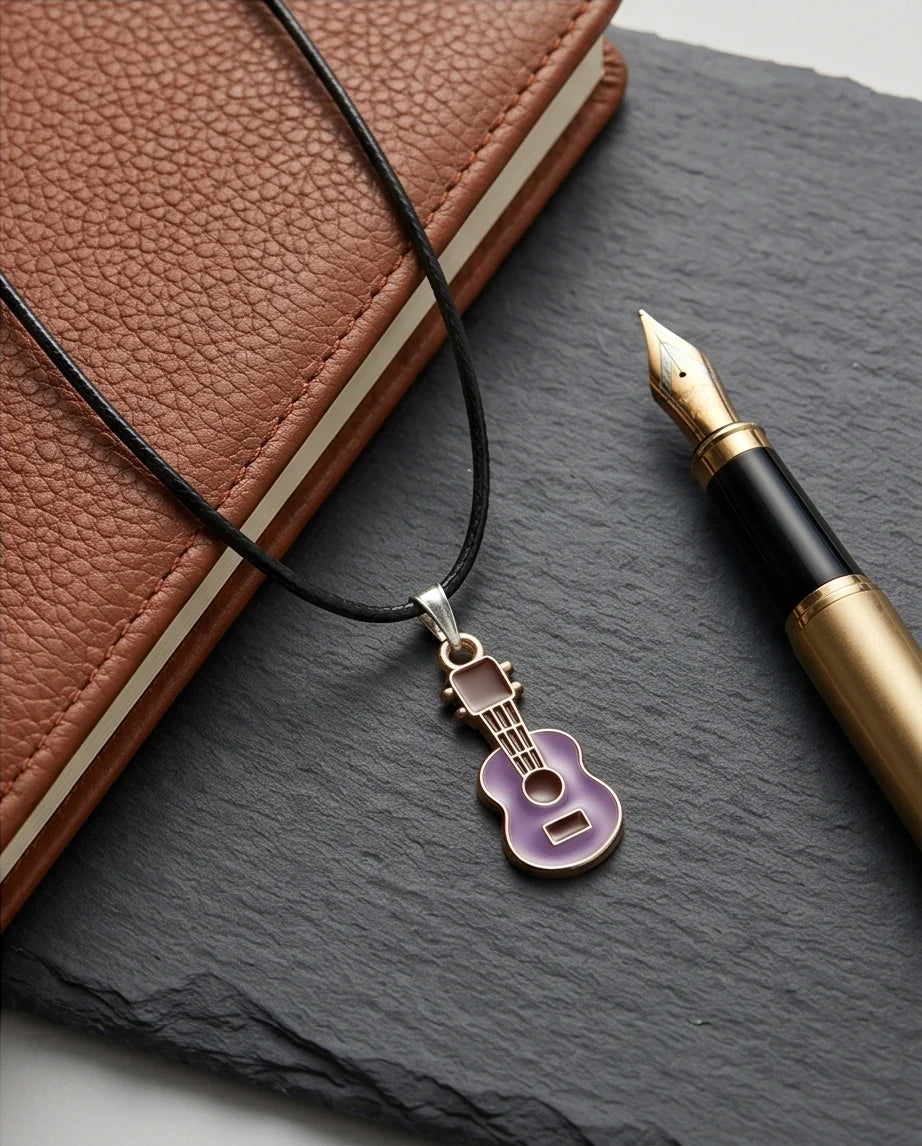 Gold and Purple Acoustic Guitar Necklace