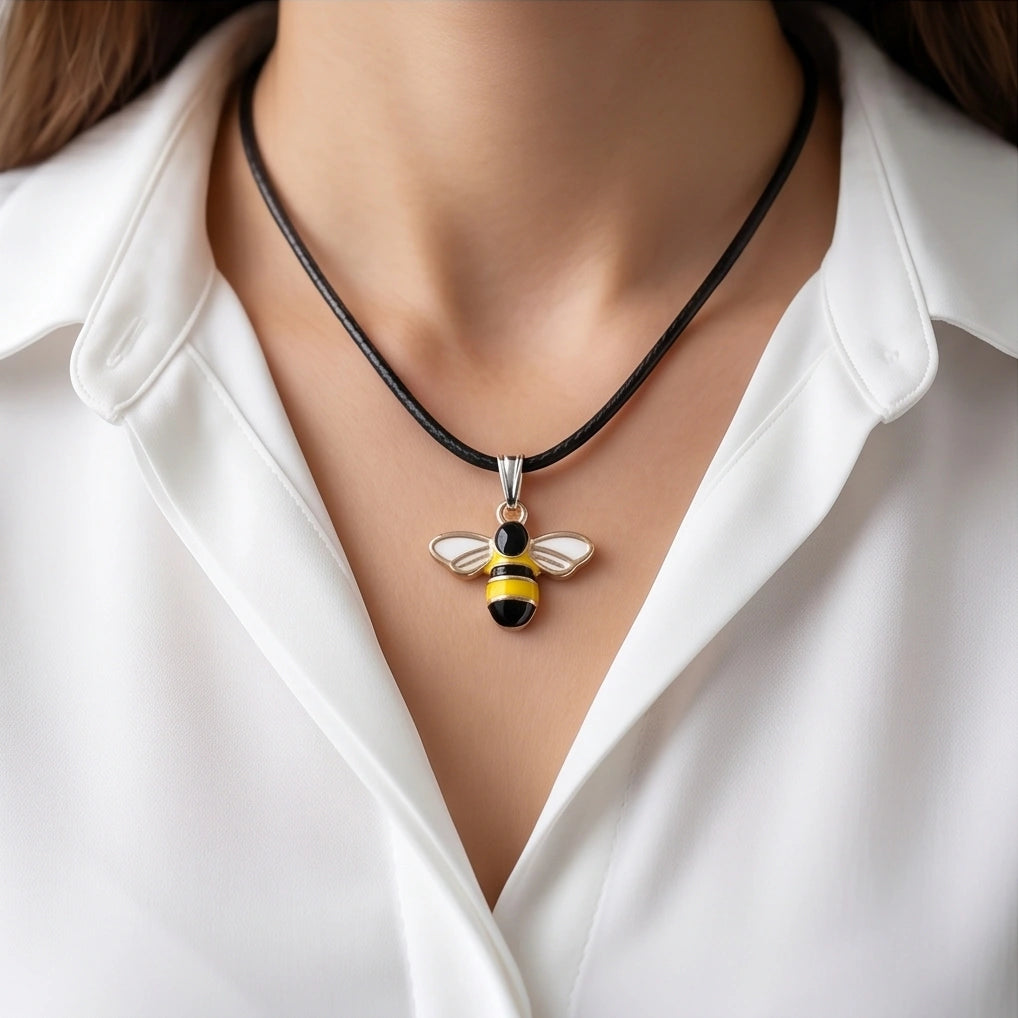 Golden Honeybee Pendant Necklace