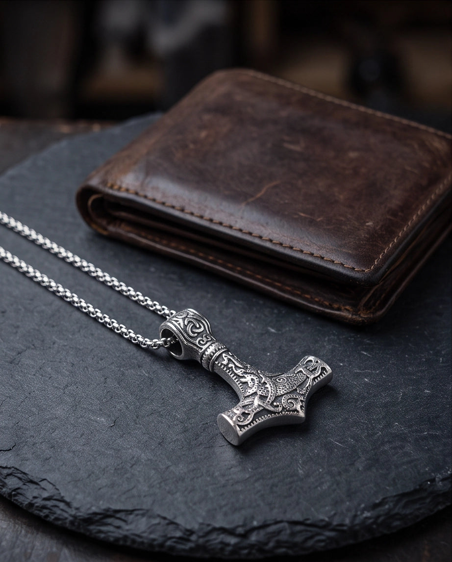 Silver Mjölnir Thor's Hammer Pendant Necklace