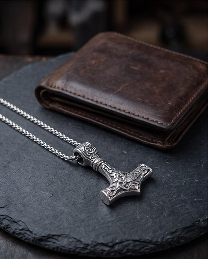 Silver Mjölnir Thor's Hammer Pendant Necklace