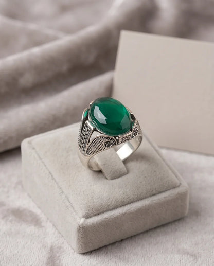Jade Equinox Stippled Signet Ring