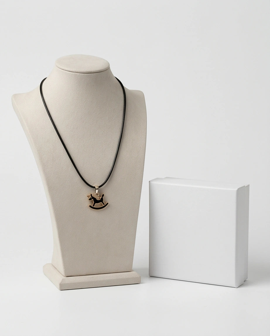 Gold and Black Rocking Horse Necklace