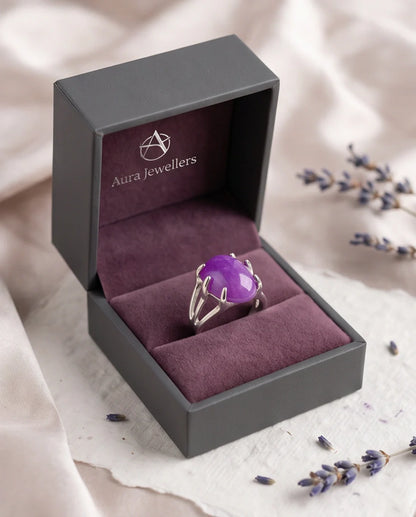 Vibrant Orchid Jade Statement Ring