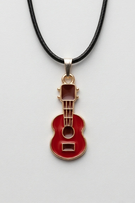 Gold and Red Acoustic Guitar Necklace