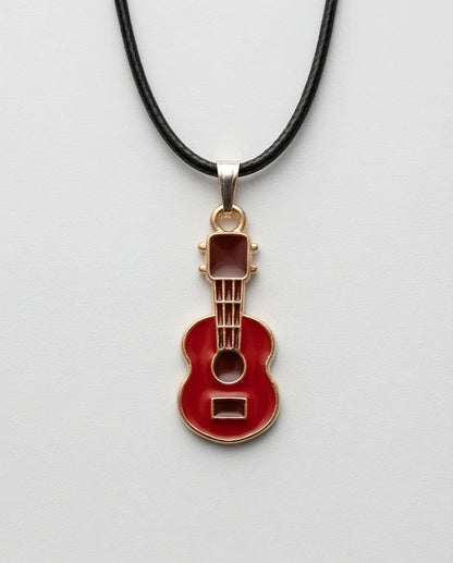 Gold and Red Acoustic Guitar Necklace