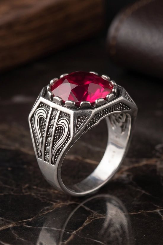 Crimson Shield Ruby Signet Ring