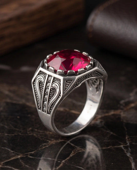 Crimson Shield Ruby Signet Ring