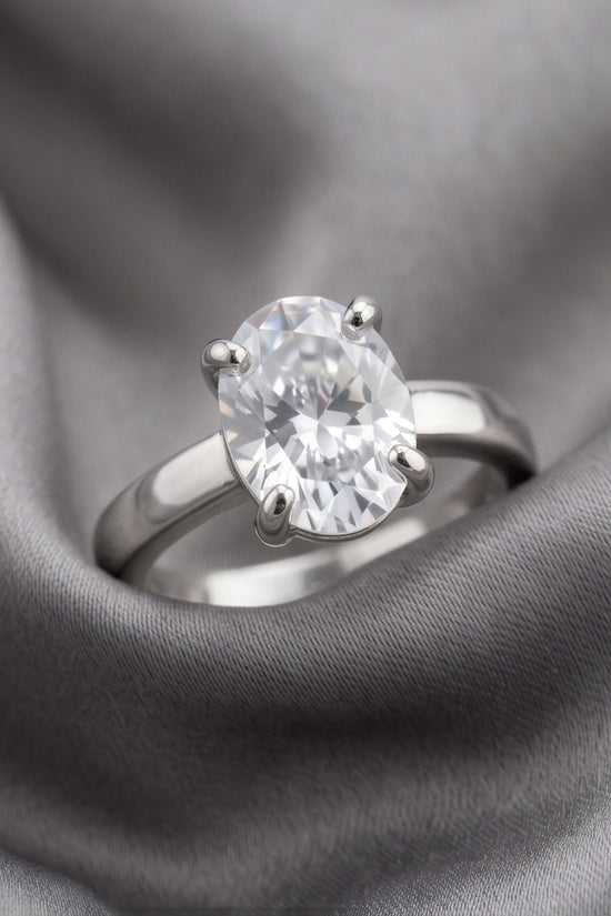Sterling Silver Oval-Cut Moissanite Solitaire Ring