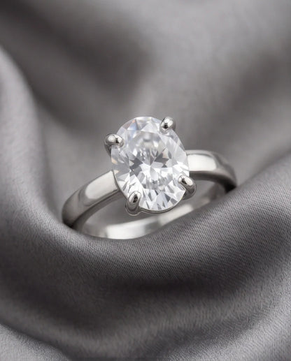 Sterling Silver Oval-Cut Moissanite Solitaire Ring