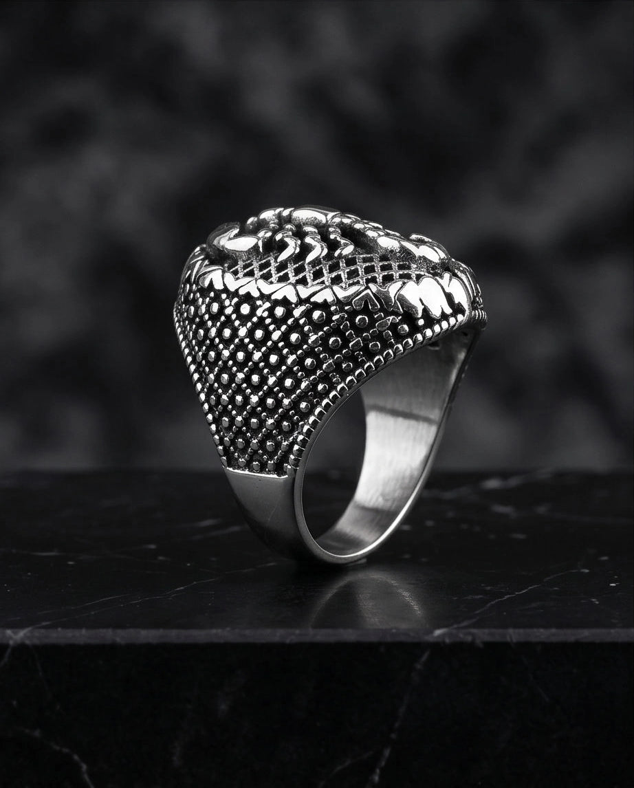 Oxidized Silver Sculpted Scorpion Mesh Ring