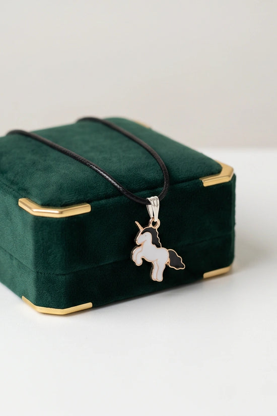 Gold and Black Unicorn Pendant Necklace