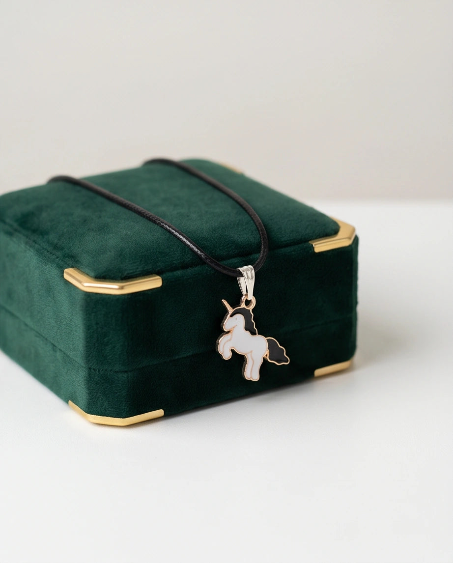 Gold and Black Unicorn Pendant Necklace