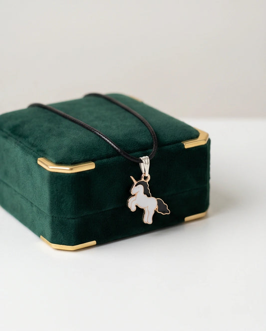 Gold and Black Unicorn Pendant Necklace