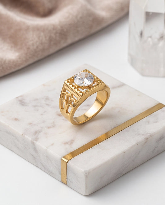 Brilliant Round Cut Sawtooth Filigree Scroll Gold Ring