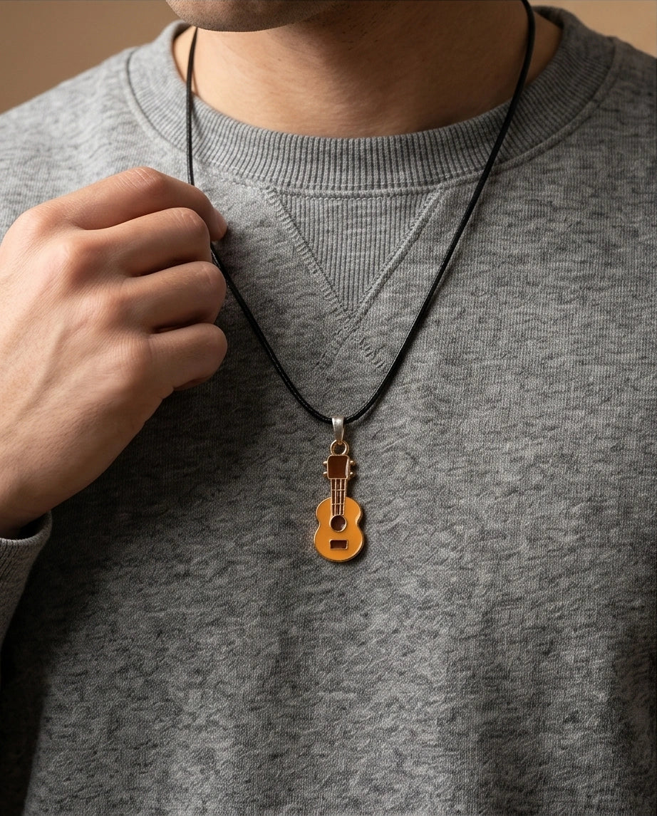 Gold and Yellow Acoustic Guitar Necklace