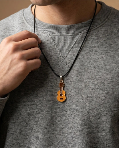 Gold and Yellow Acoustic Guitar Necklace