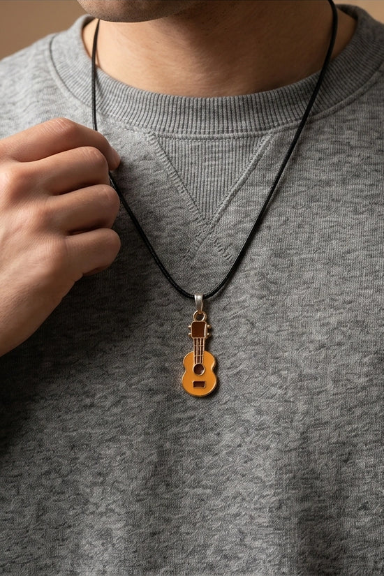 Gold and Yellow Acoustic Guitar Necklace