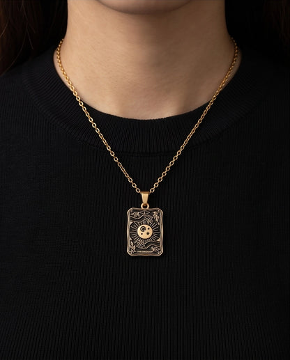 Gold "The Magician" Tarot Card Pendant Necklace