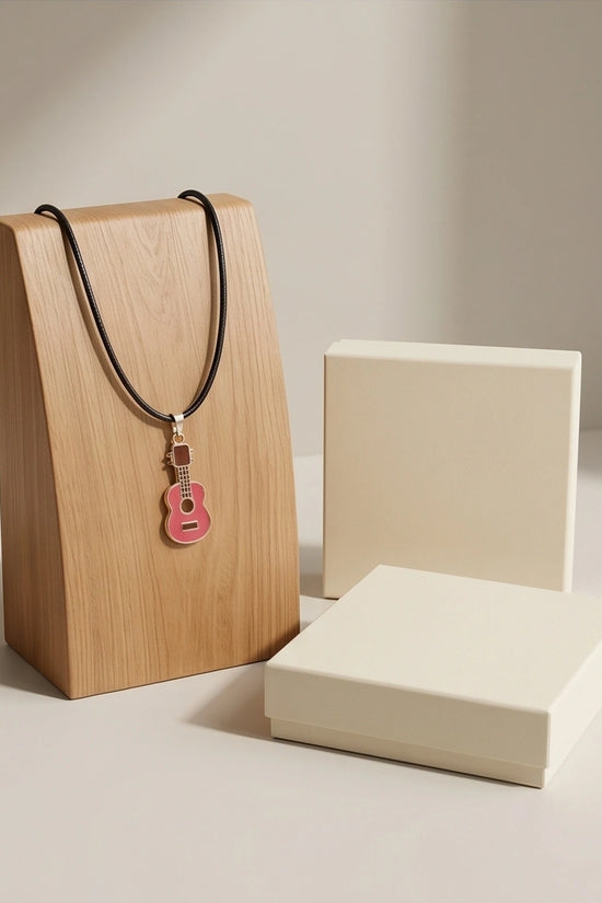 Gold and Pink Acoustic Guitar Necklace