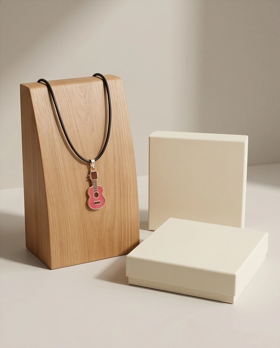 Gold and Pink Acoustic Guitar Necklace