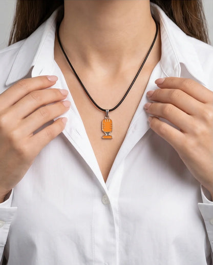 Silver Retro Orange Microphone Necklace