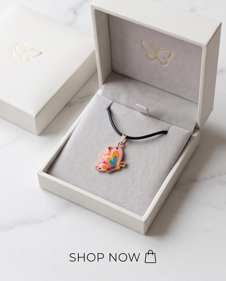 Pastel Pink & Multicolor Butterfly Cord Necklace