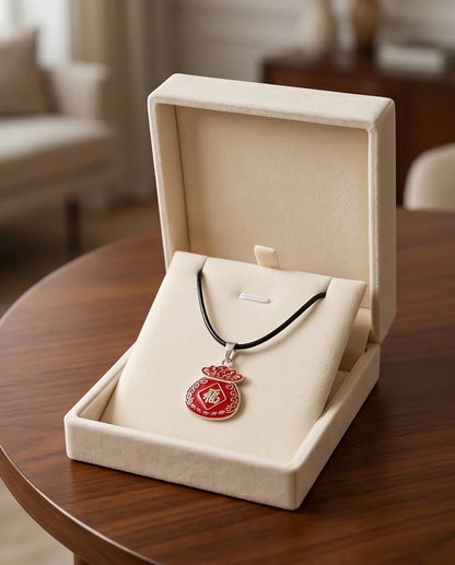 Traditional Red "Fu" Lucky Money Bag Pendant Necklace