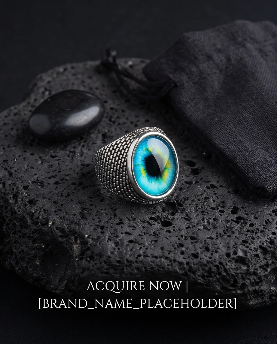 Cyan Ocular Mesh Silver Ring