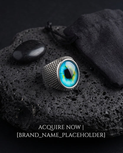 Cyan Ocular Mesh Silver Ring