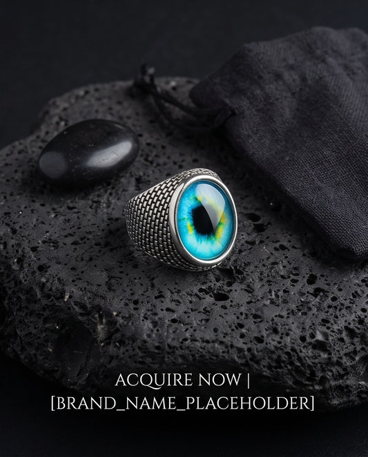 Cyan Ocular Mesh Silver Ring