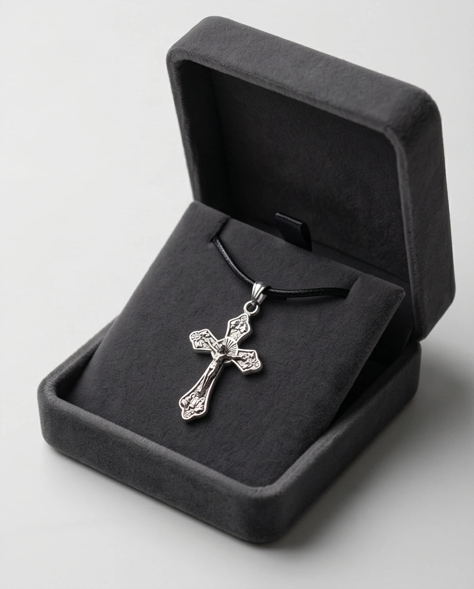Silver Vintage Crucifix Cross Necklace