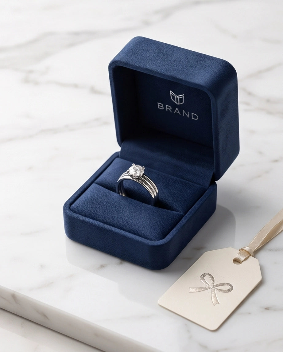 Silver Round Gemstone Triple-Band Solitaire Ring