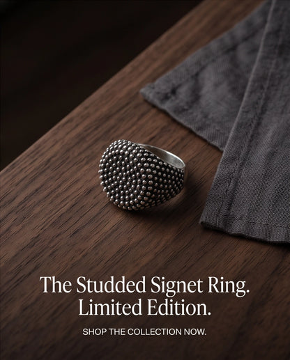 Pointillist Dotted Domed Signet Silver Ring