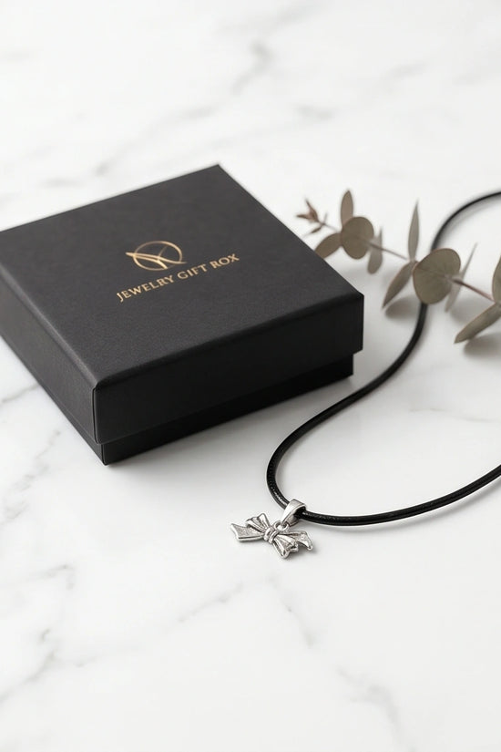 Silver Retro Ribbon Bow Necklace