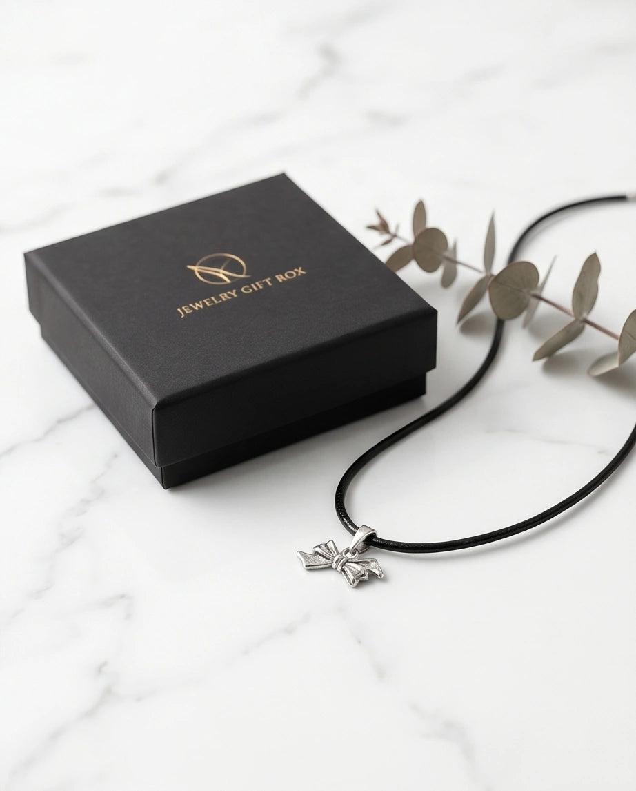 Silver Retro Ribbon Bow Necklace