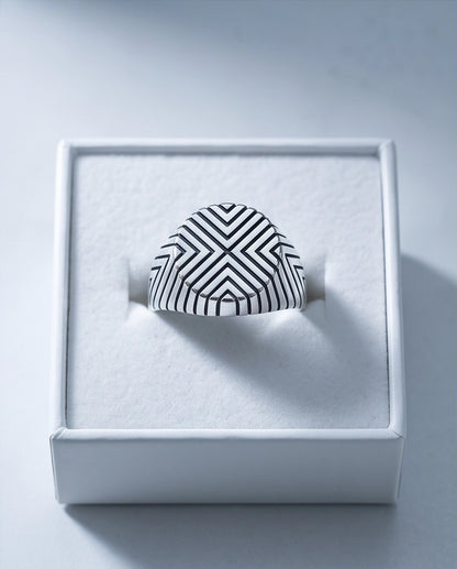 Geometric Chevron Signet Ring