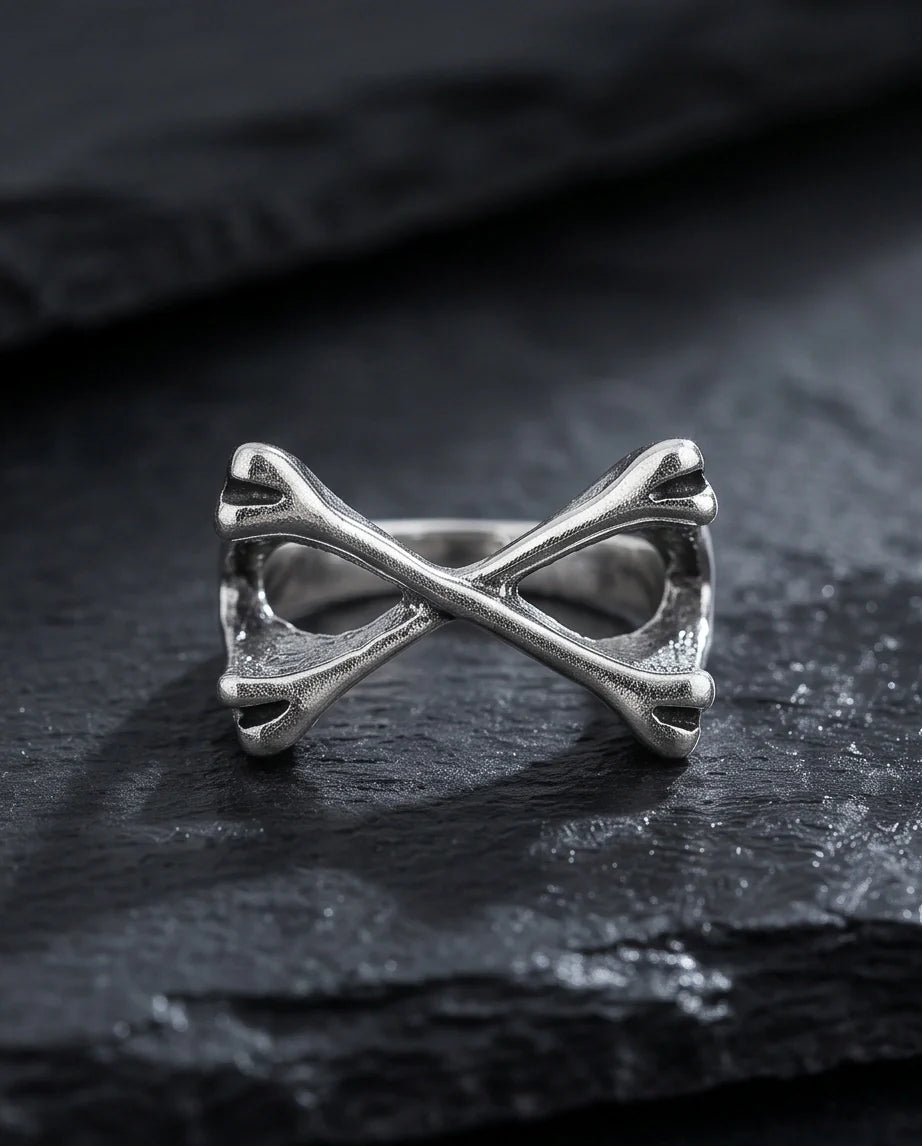 Gothic Sterling Silver Crossed Bones Ring