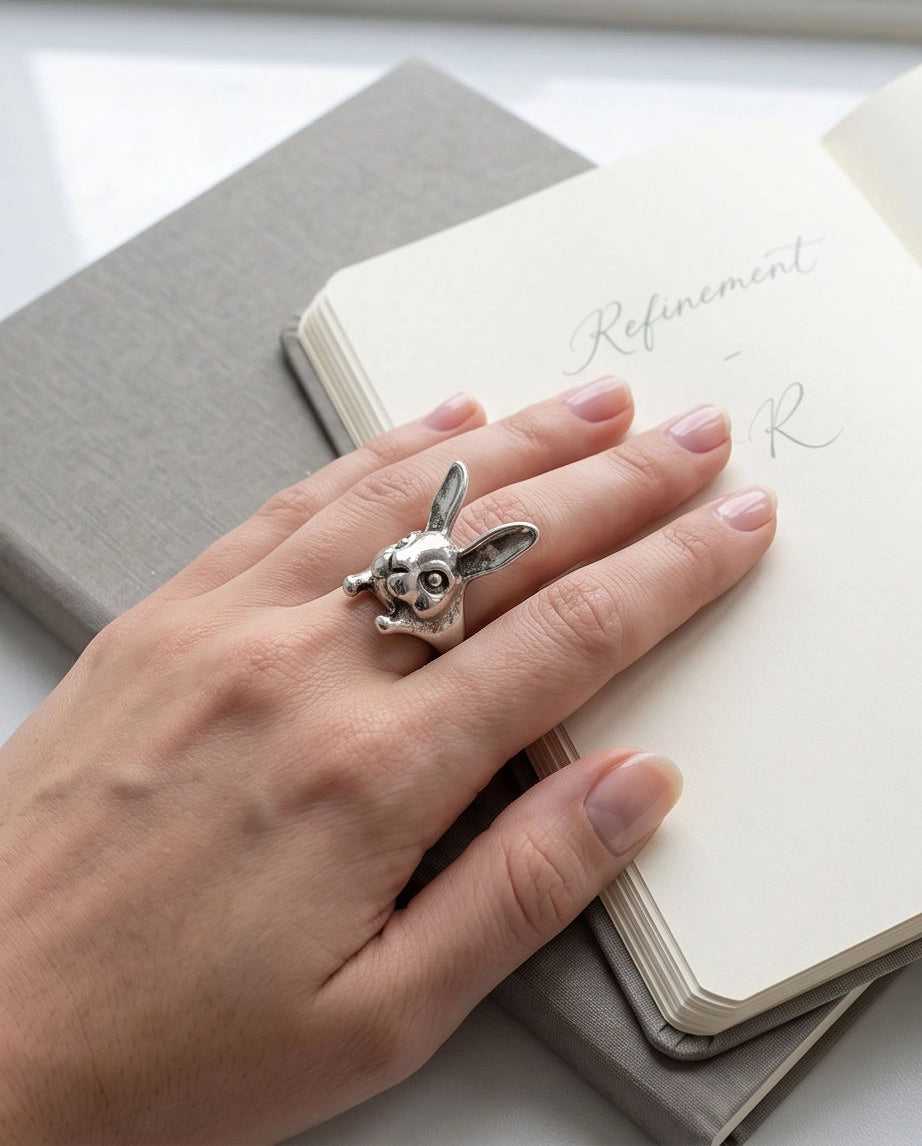 Silver Sculpted Bunny Rabbit Ring