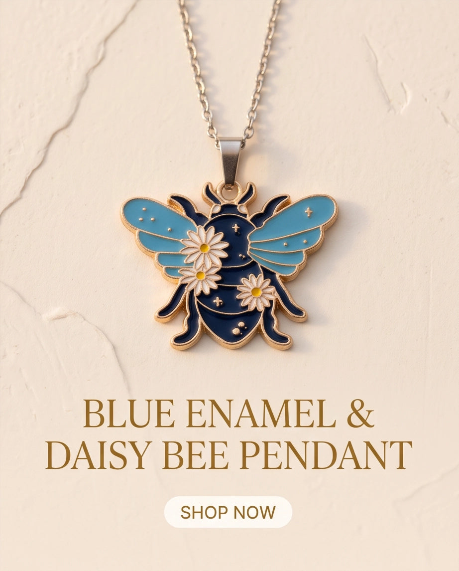 Gold Daisy Honeybee Enamel Chain Necklace