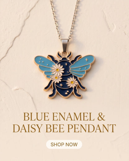 Gold Daisy Honeybee Enamel Chain Necklace