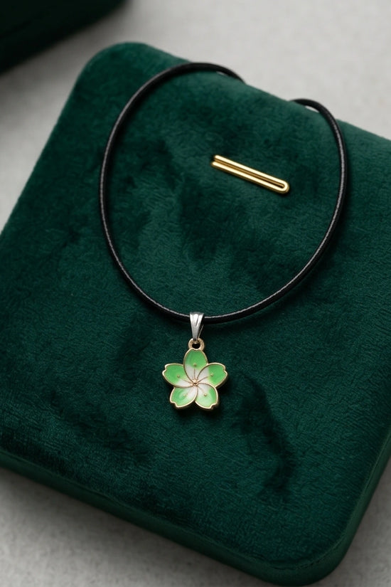 Gold and Light Green Blossom Necklace