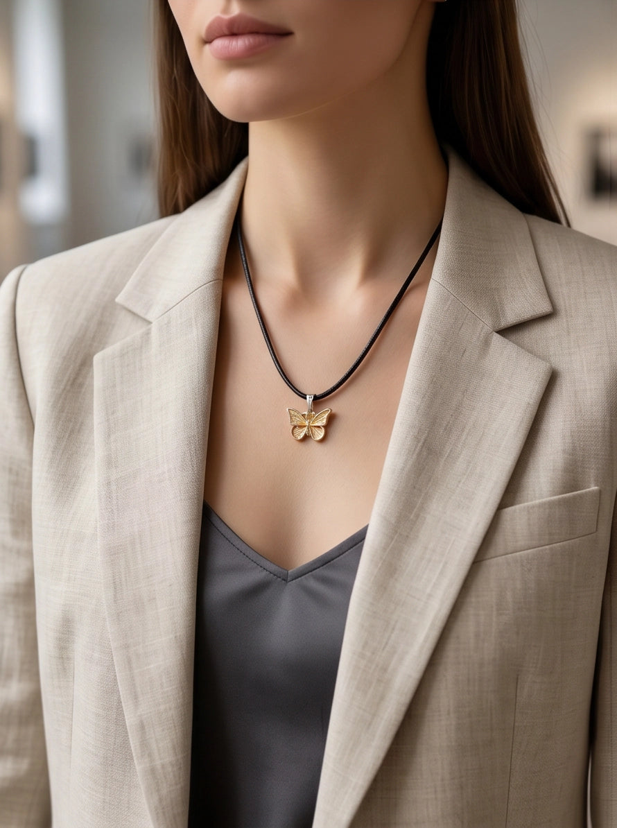 Gold & Rose Gold Butterfly Pendant Necklace