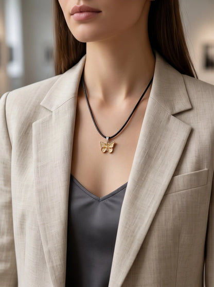 Gold & Rose Gold Butterfly Pendant Necklace