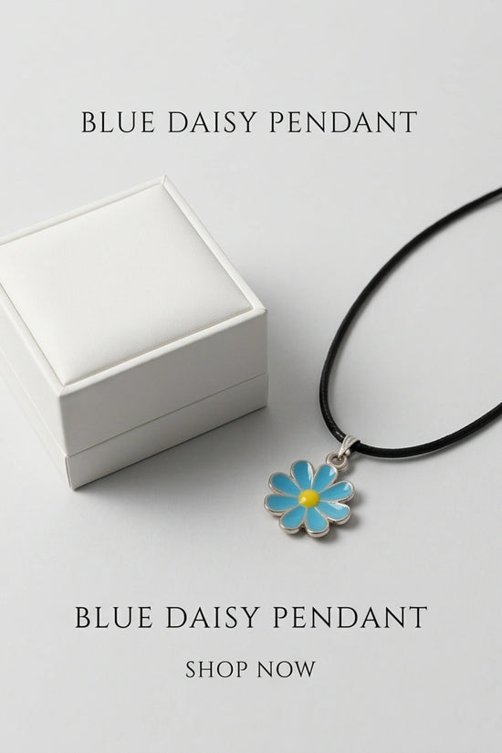 Gold and Pastel Blue Daisy Necklace