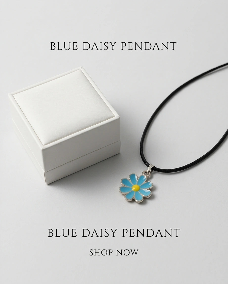 Gold and Pastel Blue Daisy Necklace