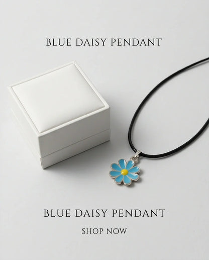 Gold and Pastel Blue Daisy Necklace