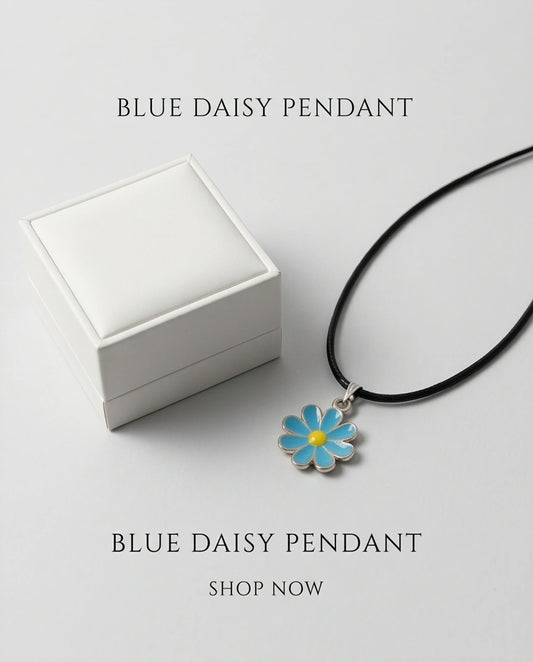Gold and Pastel Blue Daisy Necklace
